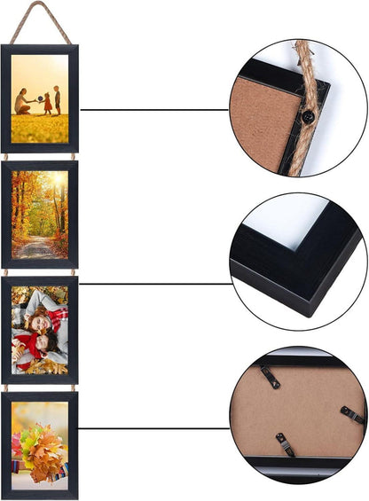 8er Collage Bilderrahmen Set für 10x15 cm Foto Schwarz Vertikal