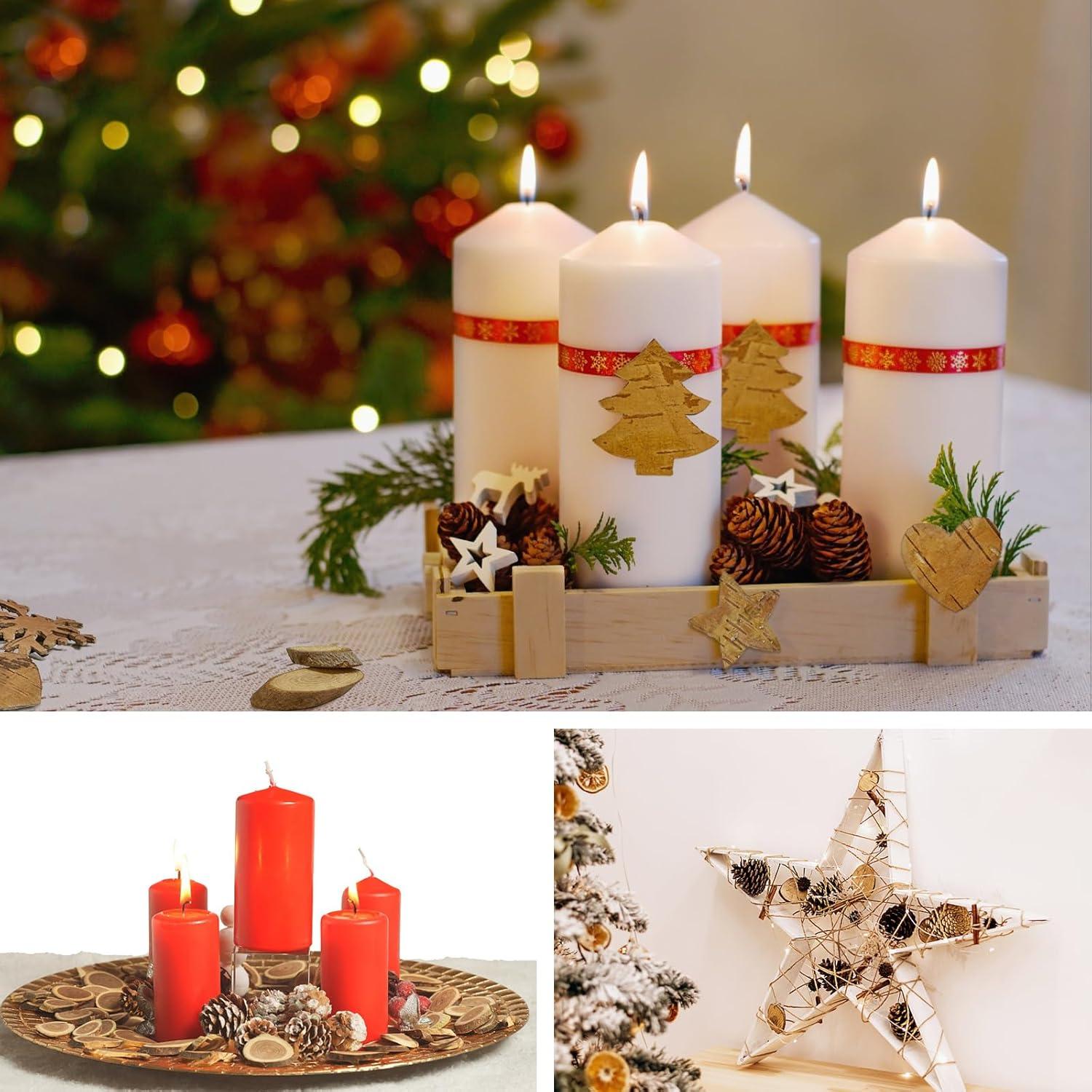 Pextian 82-teiliges Weihnachtsdeko Set mit Holzscheiben und Baumrinde - Streudeko Weihnachten für Adventskranz