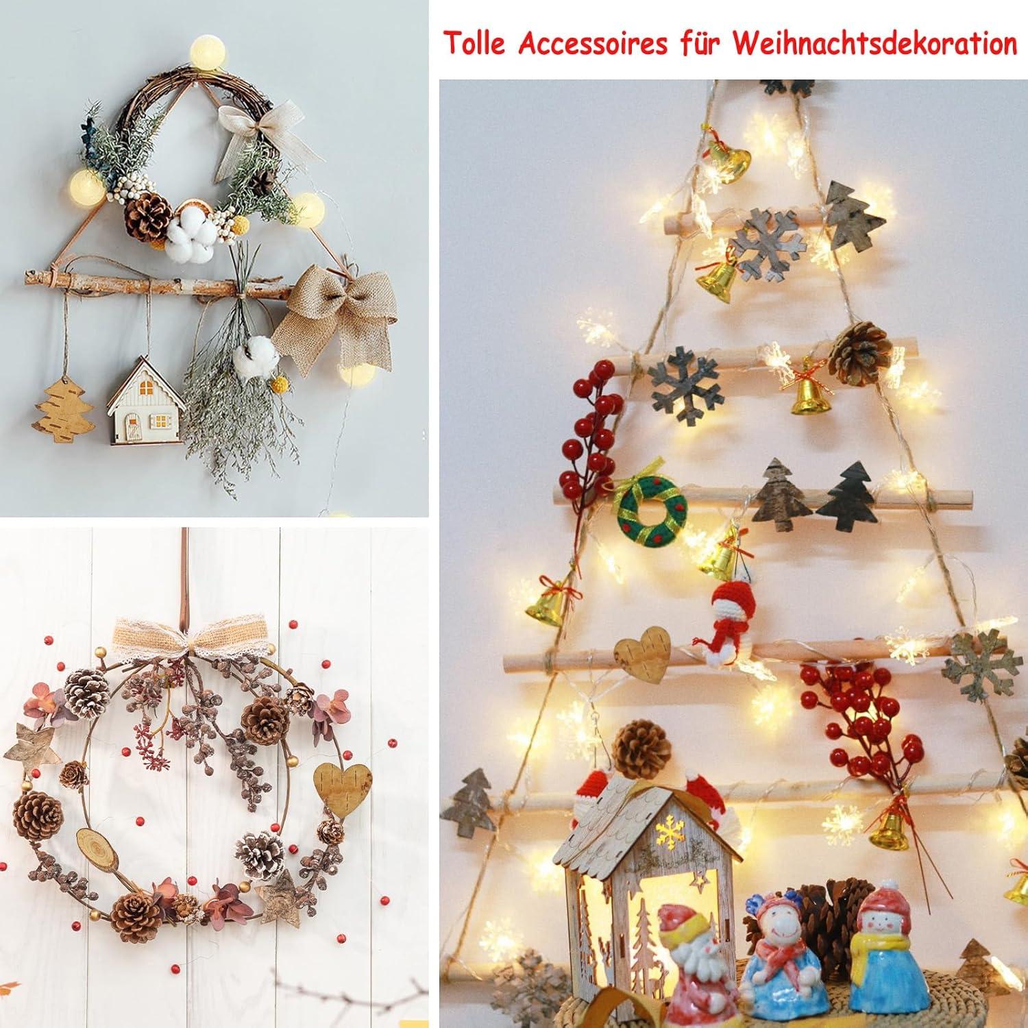 Weihnachtsdeko Holzscheiben Baumrinde Streudeko Adventskranz 82-teilig