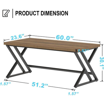 Großer Schreibtisch Metall Holz 152cm für Home Office & Lernen