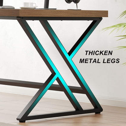 Großer Schreibtisch Metall Holz 152cm für Home Office & Lernen