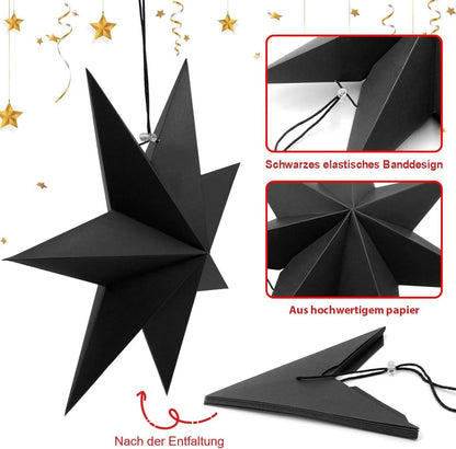 Schwarze Papiersterne Weihnachtsdekoration Aufhängen Set