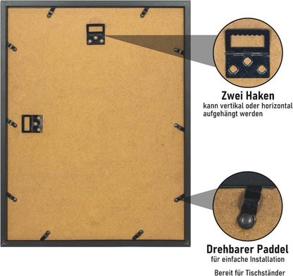 Bilderrahmen 30x40cm Echtglas Holzrahmen mdf DIN A4 Fotorahmen Schwarz