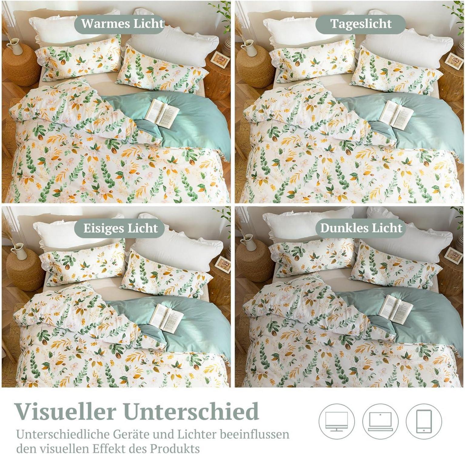 Bettwäsche Baumwolle Leinenoptik 220x240 ÖkoTex 100% gewaschen Allergiker