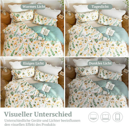Bettwäsche Baumwolle Leinenoptik 220x240 ÖkoTex 100% gewaschen Allergiker