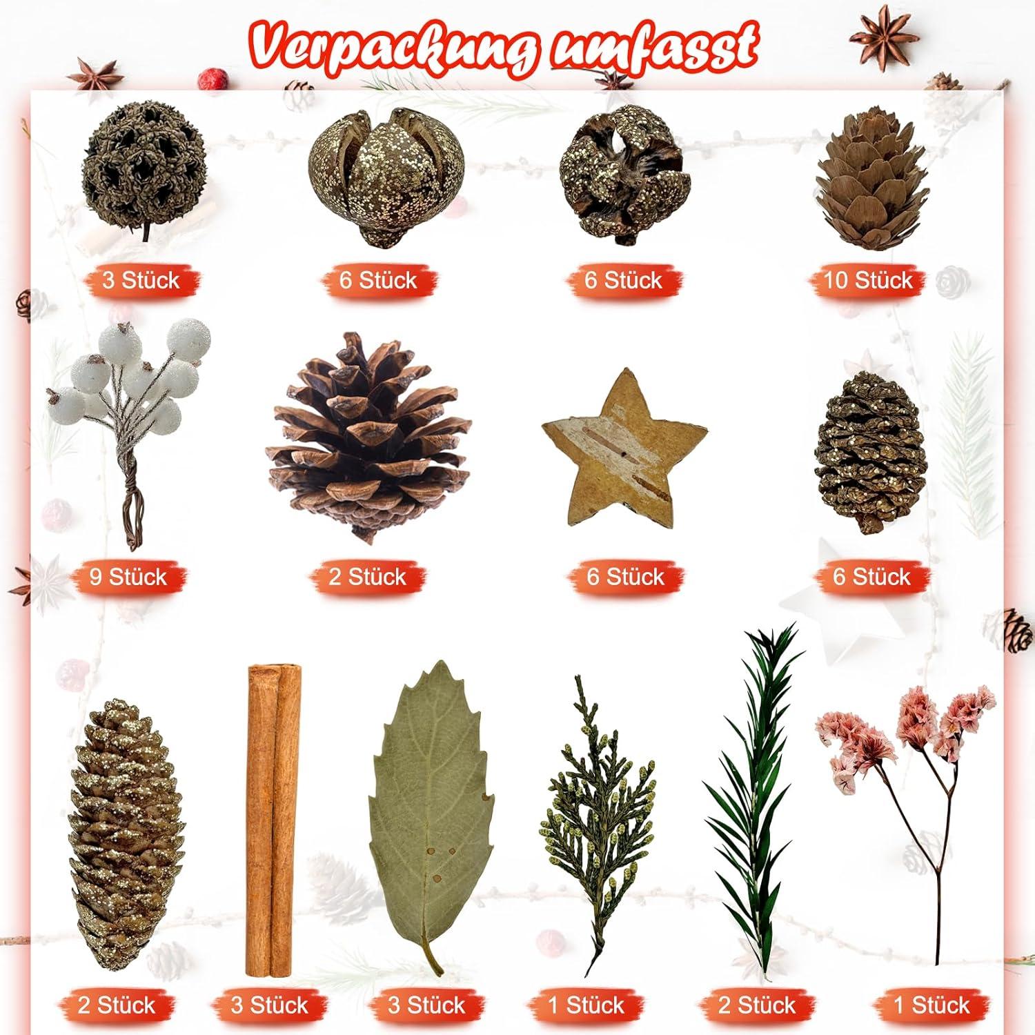 Adventskranz Deko 68PCS Weihnachtsdeko Bastelset