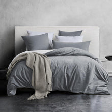 Bettwäsche Set 220x240 Baumwolle 3tlg. Dunkelgrau Stone Washed