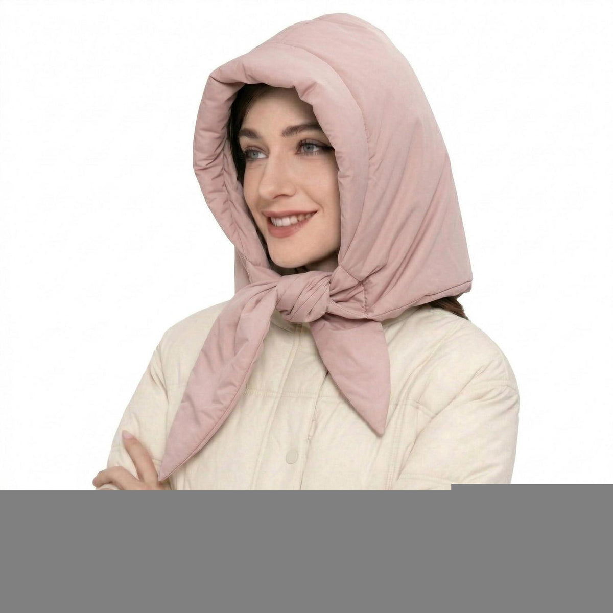 Damen Winter Beanie Mütze winddicht mit Halskragen Rosa