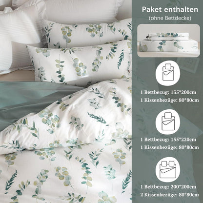 Bettwäsche Pflanzenmuster 100% Baumwolle 3tlg. Set 220x240cm