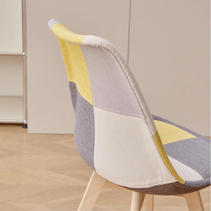 Patchwork Esszimmerstühle Set (6) – Gelb mit Sitzkissen