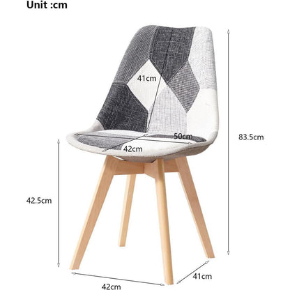 Patchwork Esszimmerstühle Set (6) Grau mit Sitzkissen