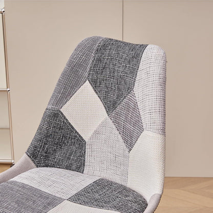 Patchwork Esszimmerstühle Set (6) Grau mit Sitzkissen