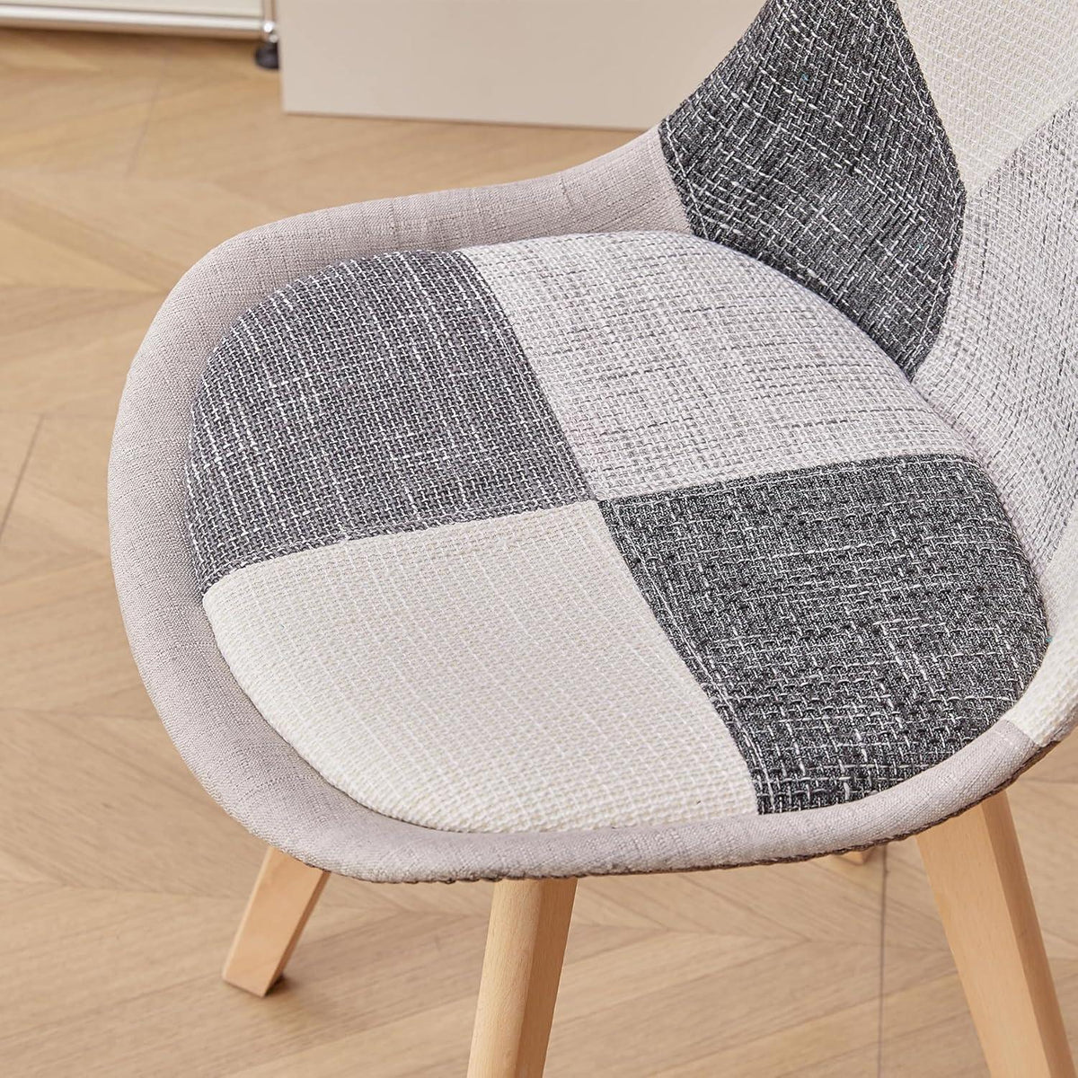 Patchwork Esszimmerstühle Set (6) Grau mit Sitzkissen