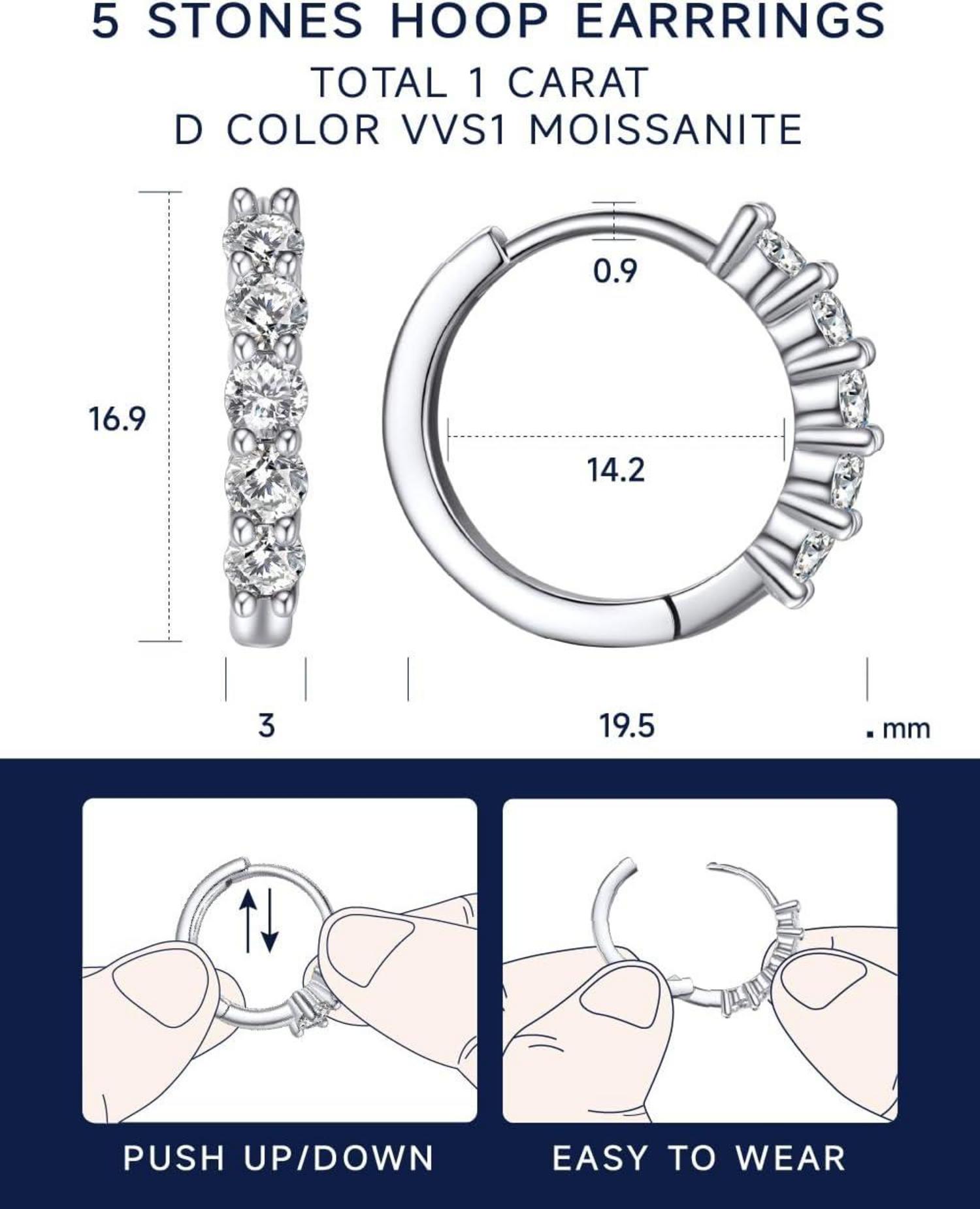 Creolen Moissanite Diamant Ohrringe Silber 925 Geschenkbox