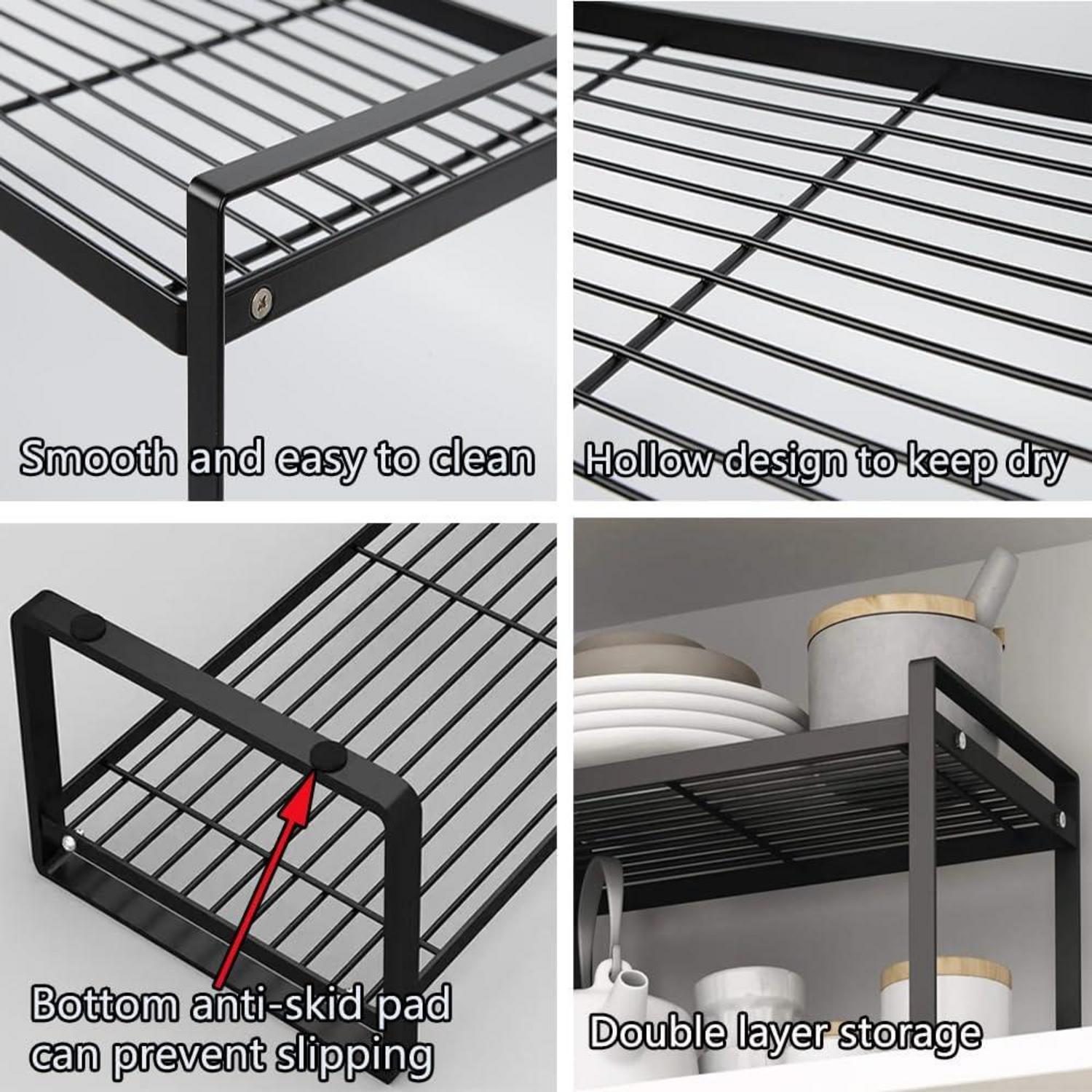 Küchenregal Metall Schwarz Anti-Rutsch Organizer 25kg Tragfähigkeit
