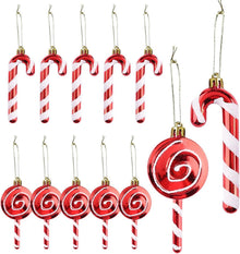 12er Set Weihnachtsbaumschmuck Zuckerstangen Bonbons zum Aufhängen