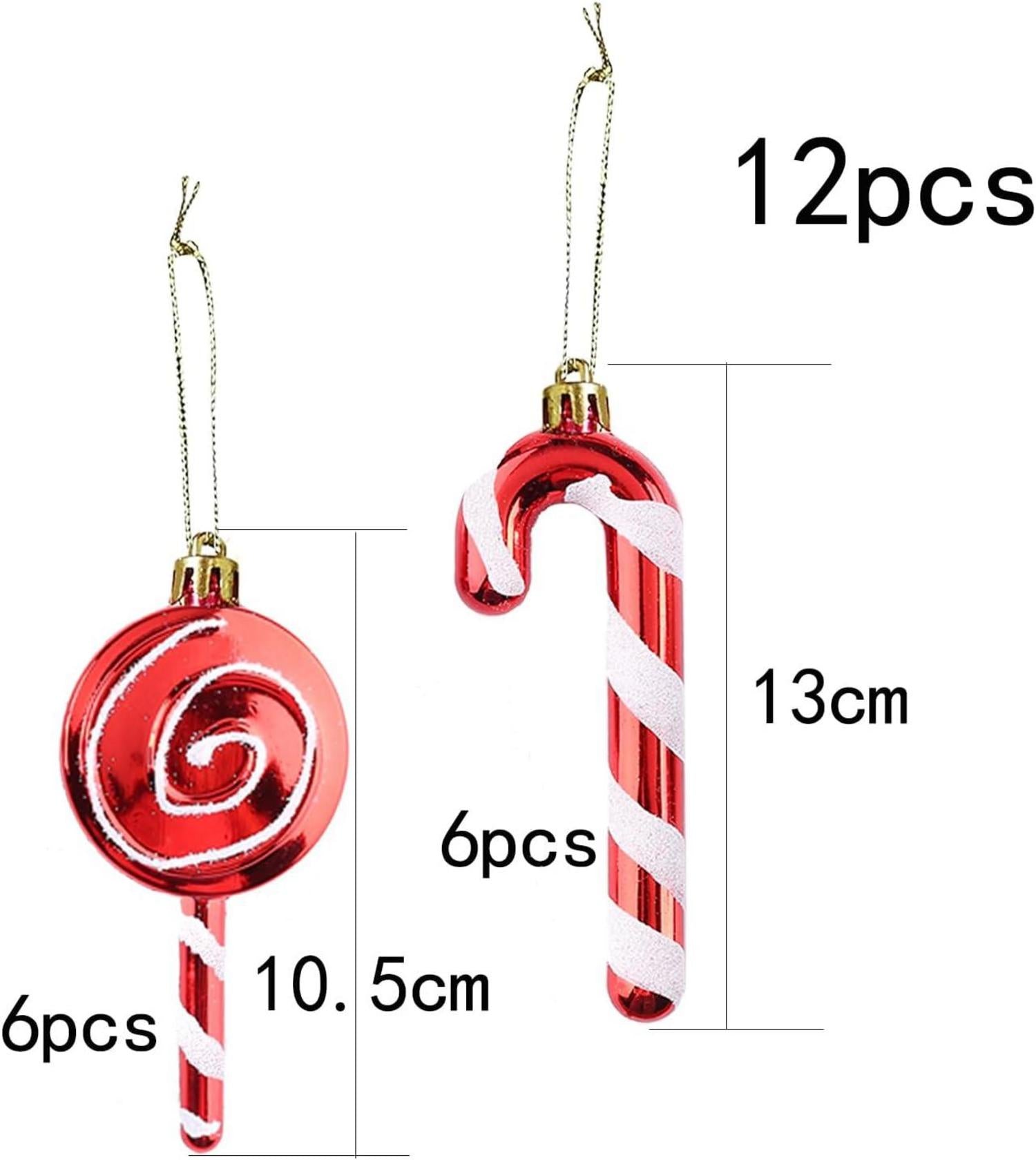 12-teiliger Weihnachtsbaumschmuck Zuckerstangen und Bonbons