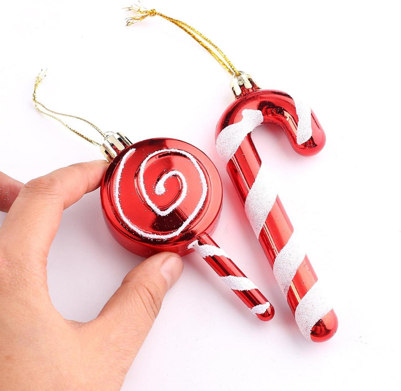 12er Set Weihnachtsbaumschmuck Zuckerstangen Bonbons zum Aufhängen