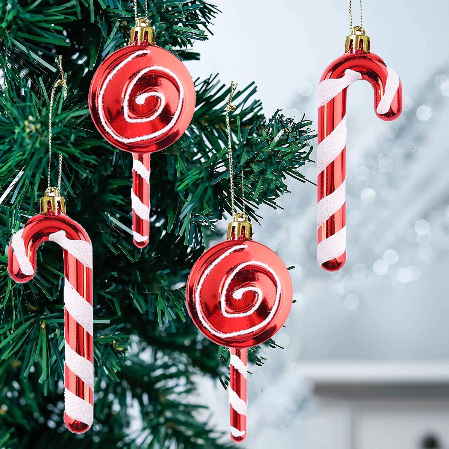 12er Set Weihnachtsbaumschmuck Zuckerstangen Bonbons