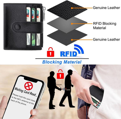 Klein Damen Geldbeutel Leder RFID Schutz Portemonnaie mit 13