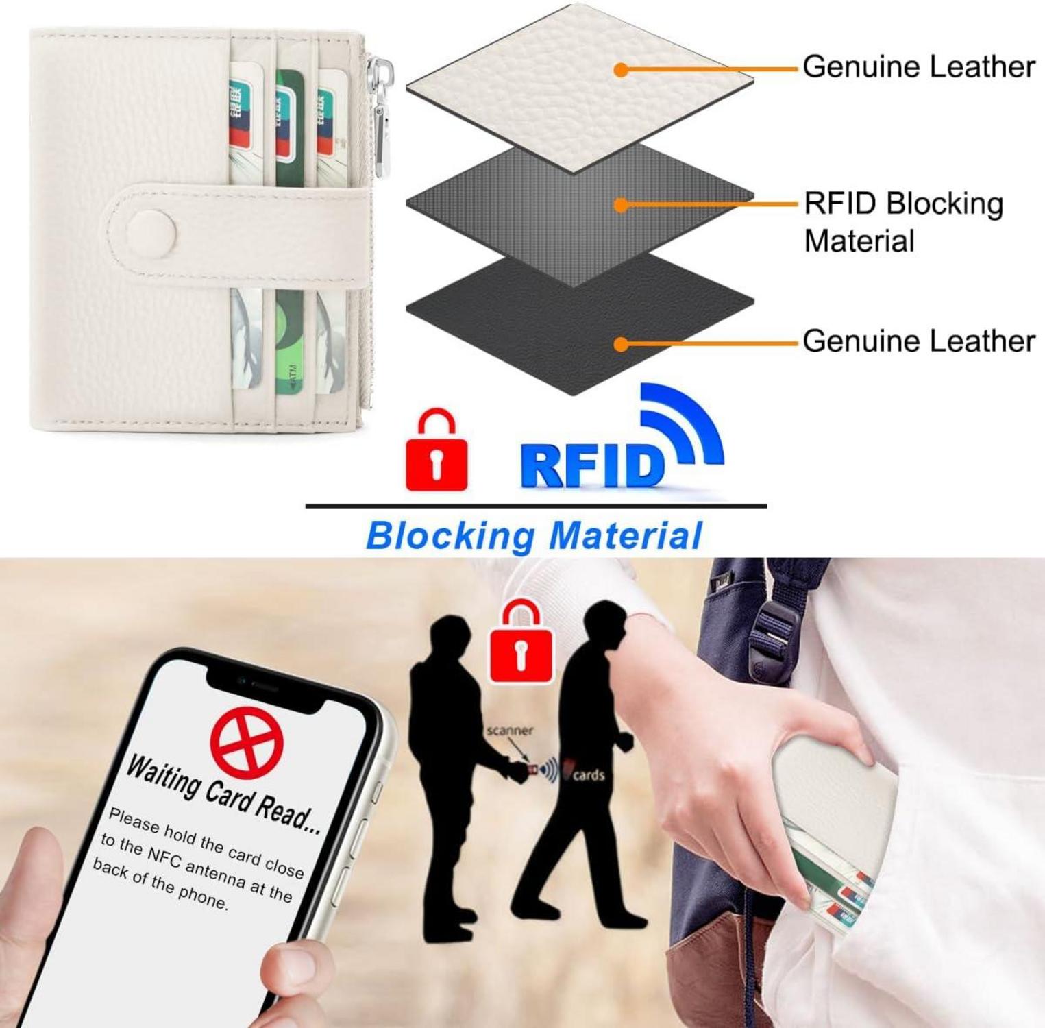 Kleiner Damen Geldbeutel Leder RFID Portemonnaie 13 Karten Münzfach