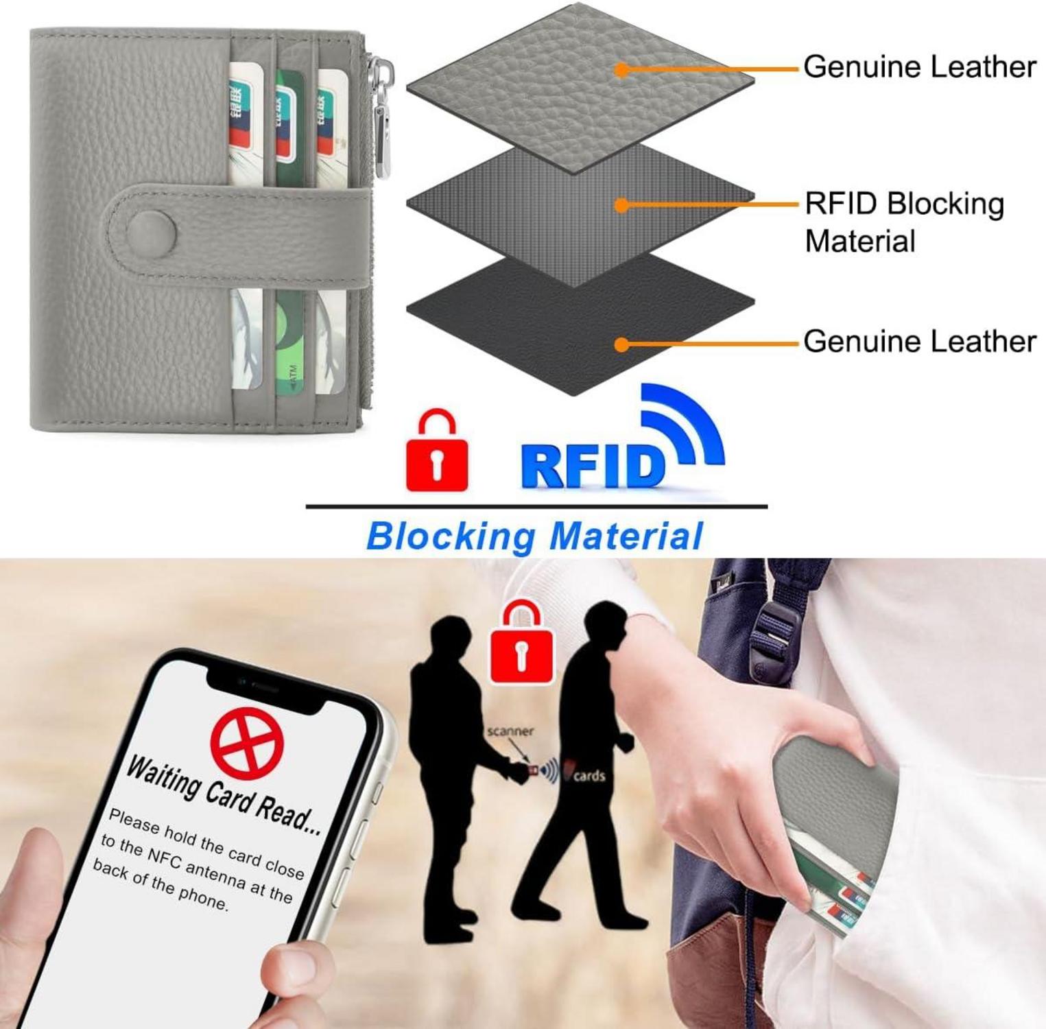 Damen Geldbeutel Leder RFID Schutz Portemonnaie 13 Kartenfächer
