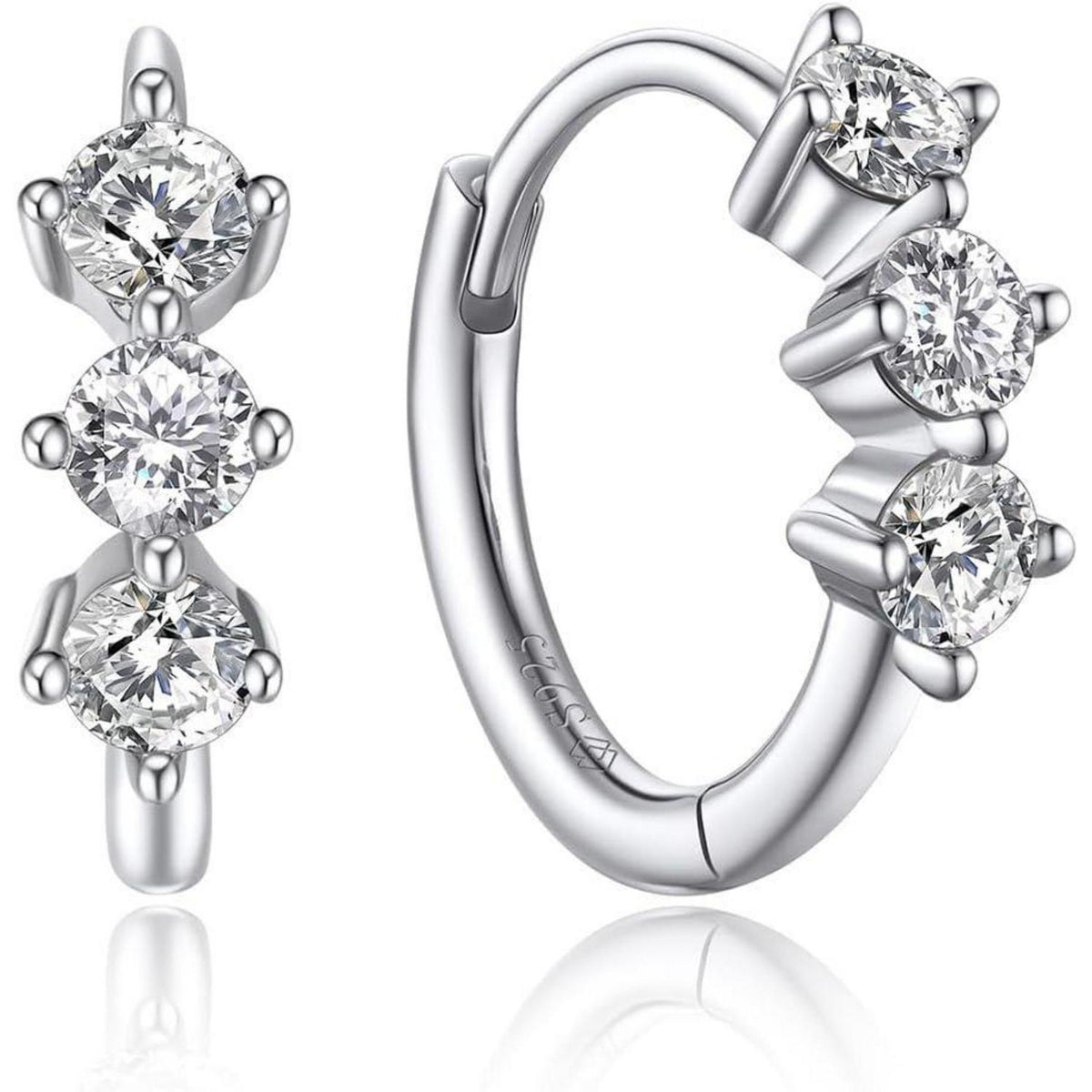 Creolen mit Moissanit Diamant Anhänger, Silber 925, Romantisches Geschenk