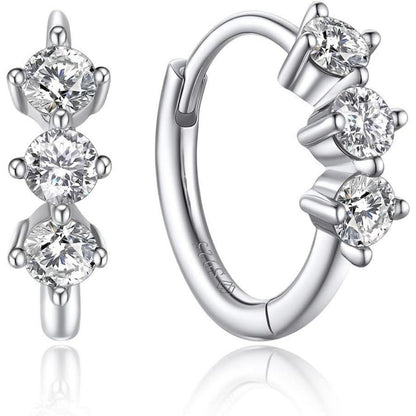 Creolen mit Moissanit Diamant Anhänger, Silber 925, Romantisches Geschenk