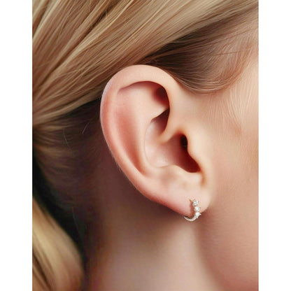 Creolen mit Moissanit Diamant Anhänger, Silber 925, Romantisches Geschenk