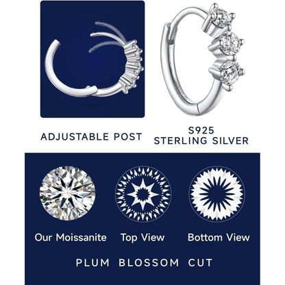 Creolen mit Moissanit Diamant Anhänger, Silber 925, Romantisches Geschenk