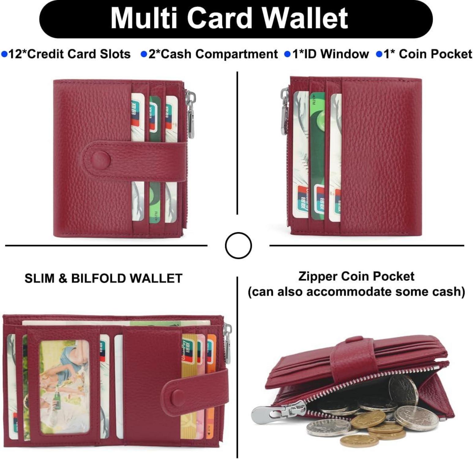 RFID Damen Geldbörse Leder Mini Portemonnaie Kartenetui Münzfach