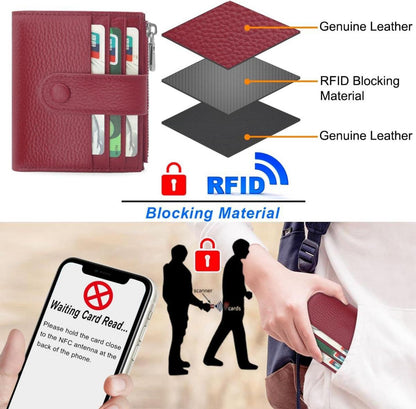 Kleiner Damen Geldbeutel Leder RFID Portemonnaie 13 Kartenfächer