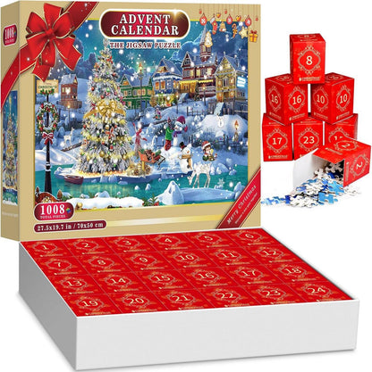 Weihnachts Puzzle Adventskalender 2024 für Erwachsene 1008 Teile