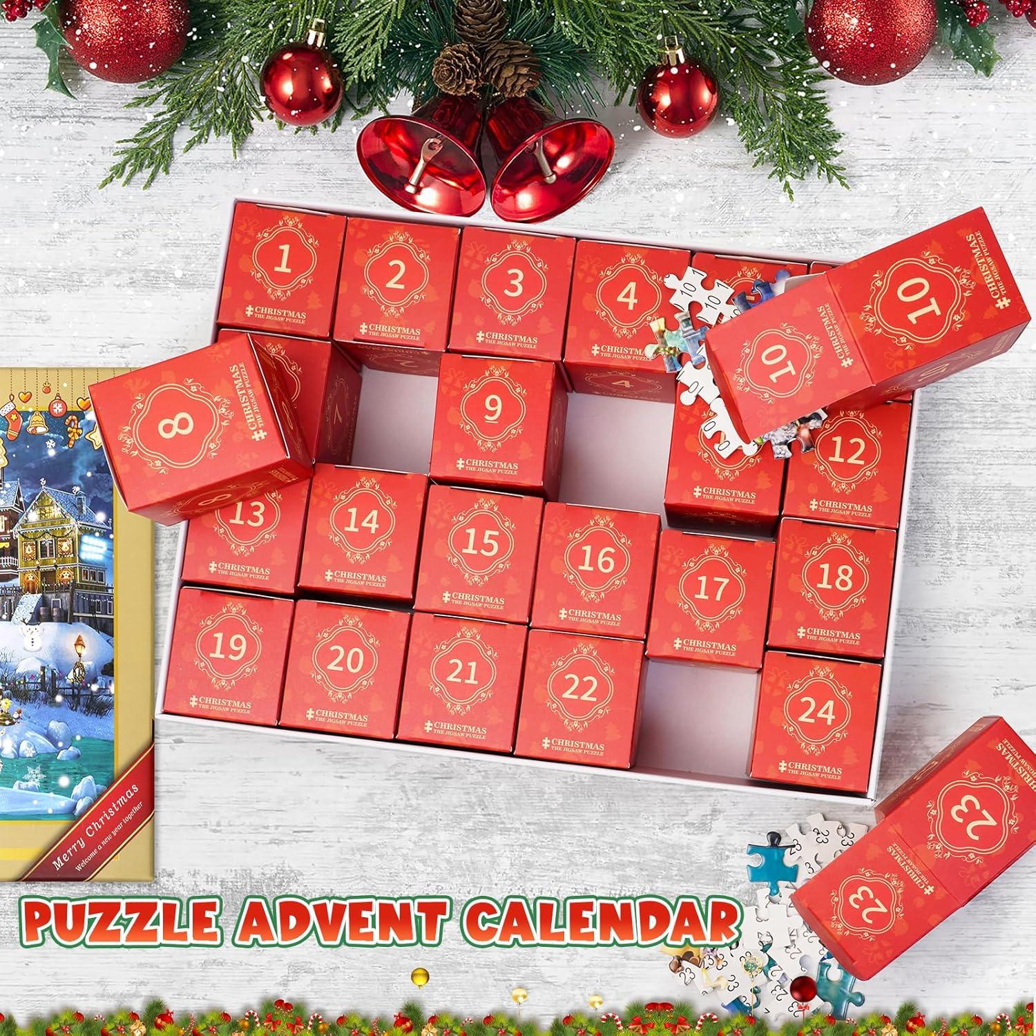 Tosekry Adventskalender 2024 Puzzle 1008 Teile Weihnachtskalender Erwachsene Kinder