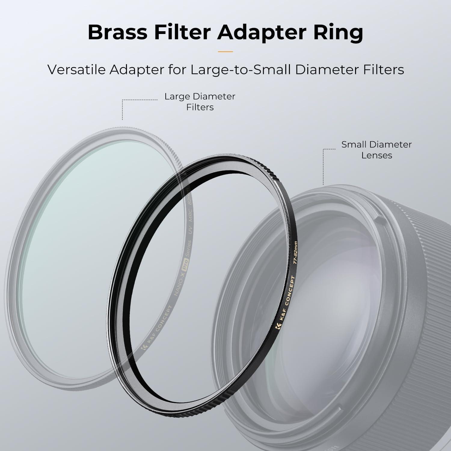 K&F Concept Step Up Ring 77mm-82mm CNC-gefrästes Messing