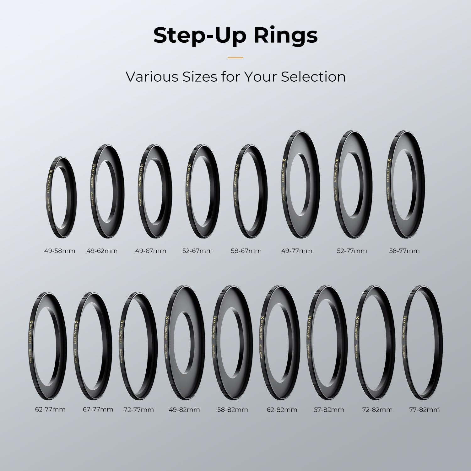 Step Up Ring Adapterring 77mm-82mm für Filter CNC-gefräst Messing