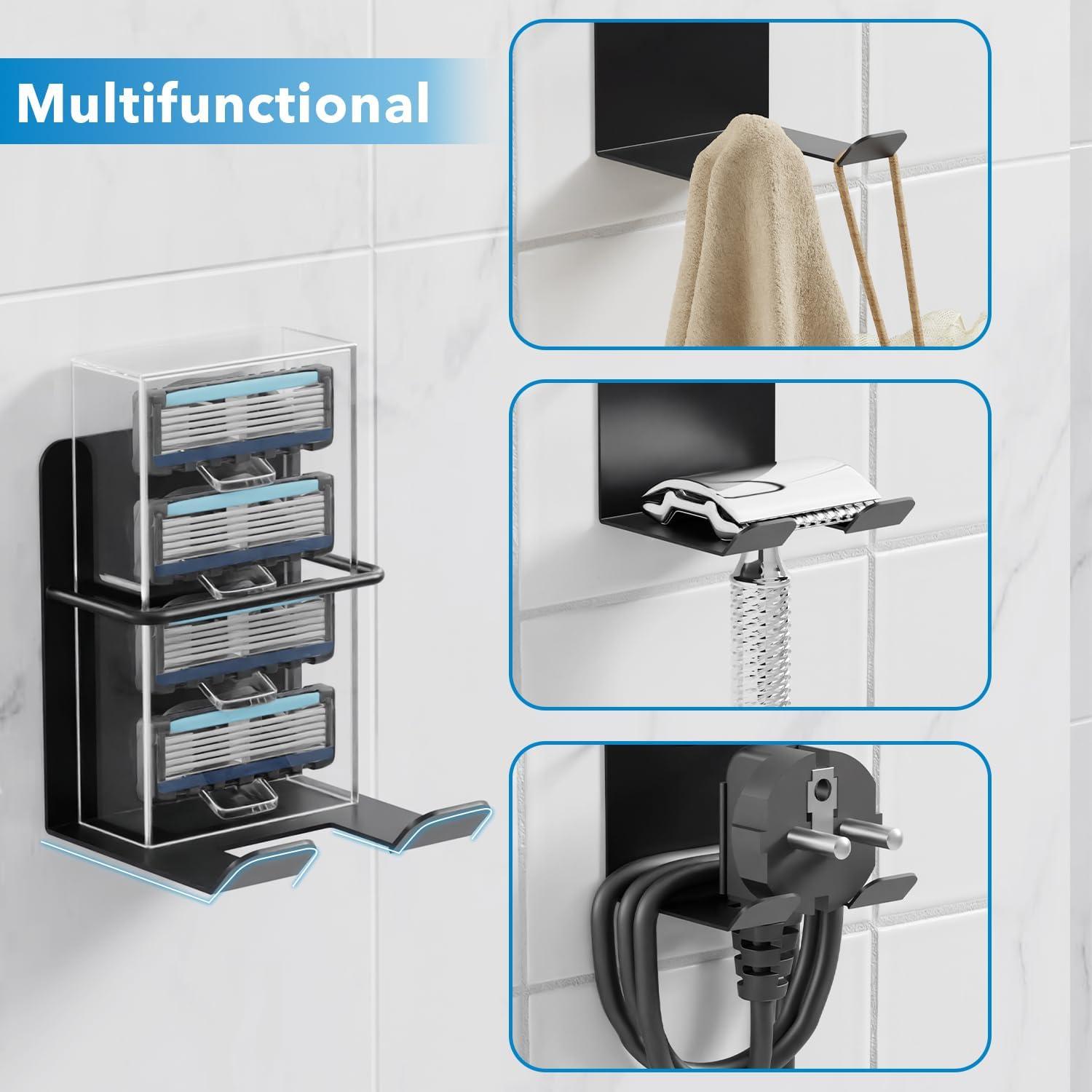 Rasierhalter Edelstahl selbstklebender Haken Badezimmer 2er Set