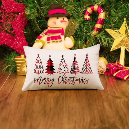 Weihnachten Kissenbezug 30x50 - 2er Set Leinen Deko