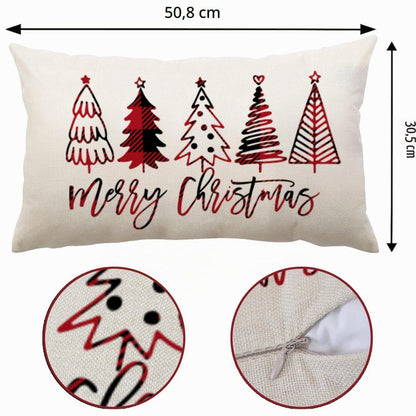 Weihnachten Kissenbezug 30x50 - 2er Set Leinen Deko