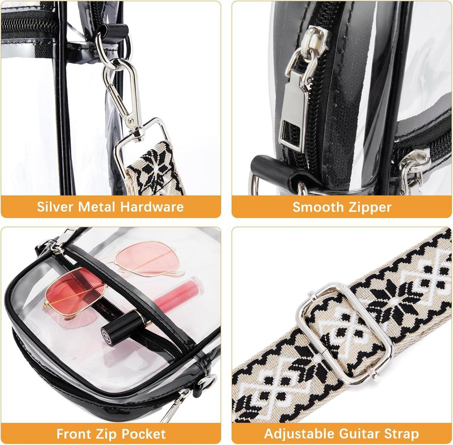 Durchsichtige Crossbody Schultertasche für Damen - Wasserdichte Transparente Tasche, verstellbarer Gurt