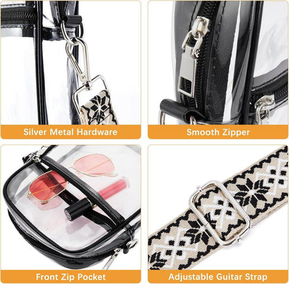 Durchsichtige Crossbody Schultertasche für Damen - Wasserdichte Transparente Tasche, verstellbarer Gurt