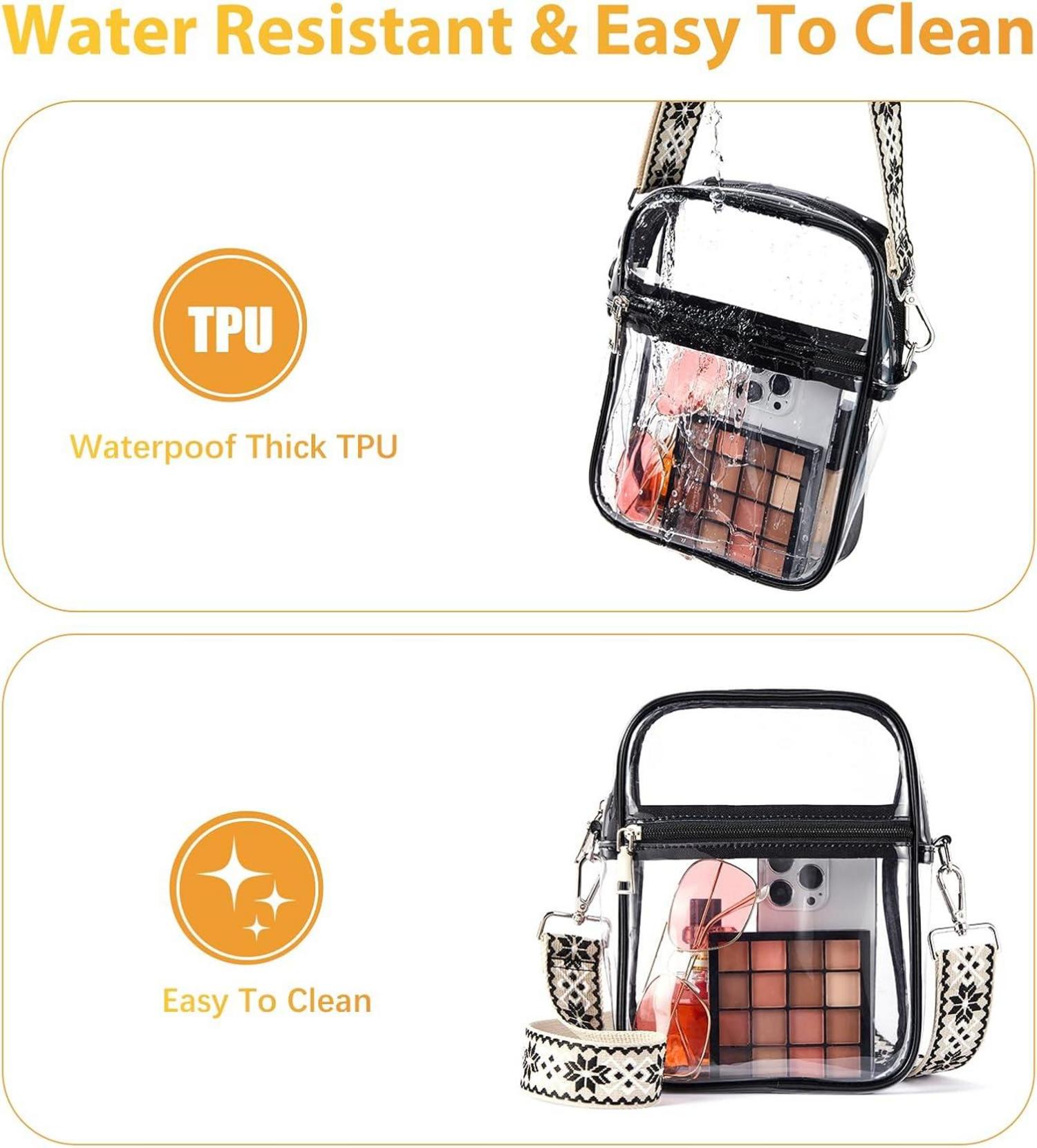 Durchsichtige Crossbody Tasche Damen Verstellbarer Gurt Wasserdicht für Konzerte