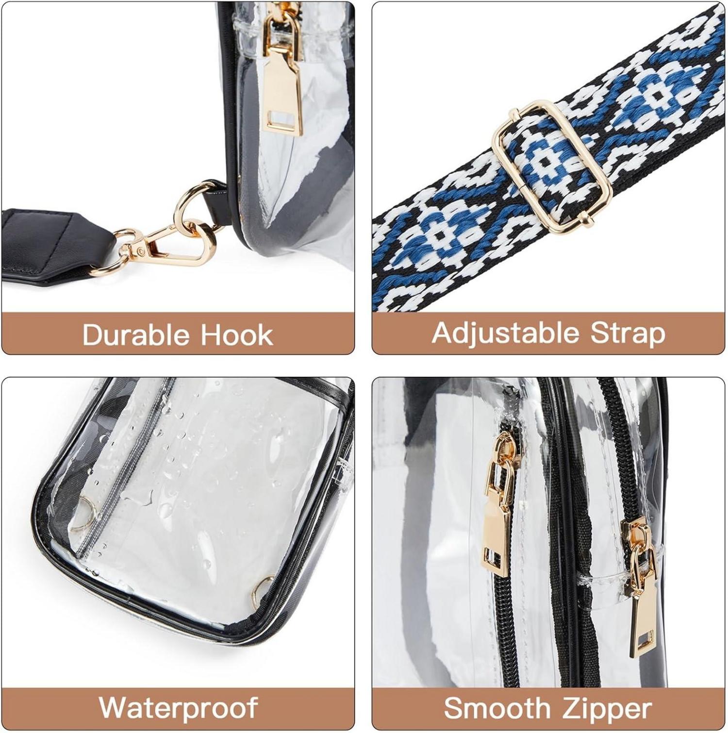 Telena Damen Bauchtasche Durchsichtig Transparente Umhängetasche Schwarz