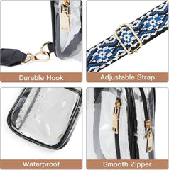 Telena Damen Bauchtasche Durchsichtig Transparente Umhängetasche Schwarz