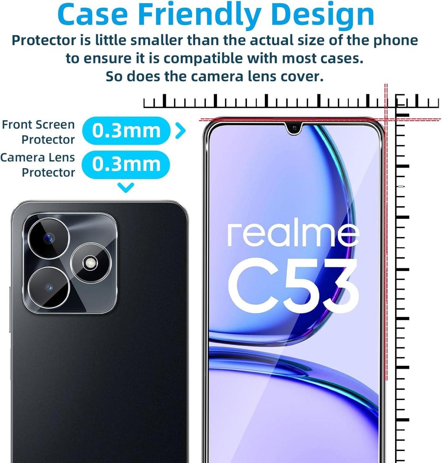 QULLOO Schutzfolie + Kameraschutz Realme C53 9H Displayschutzfolie