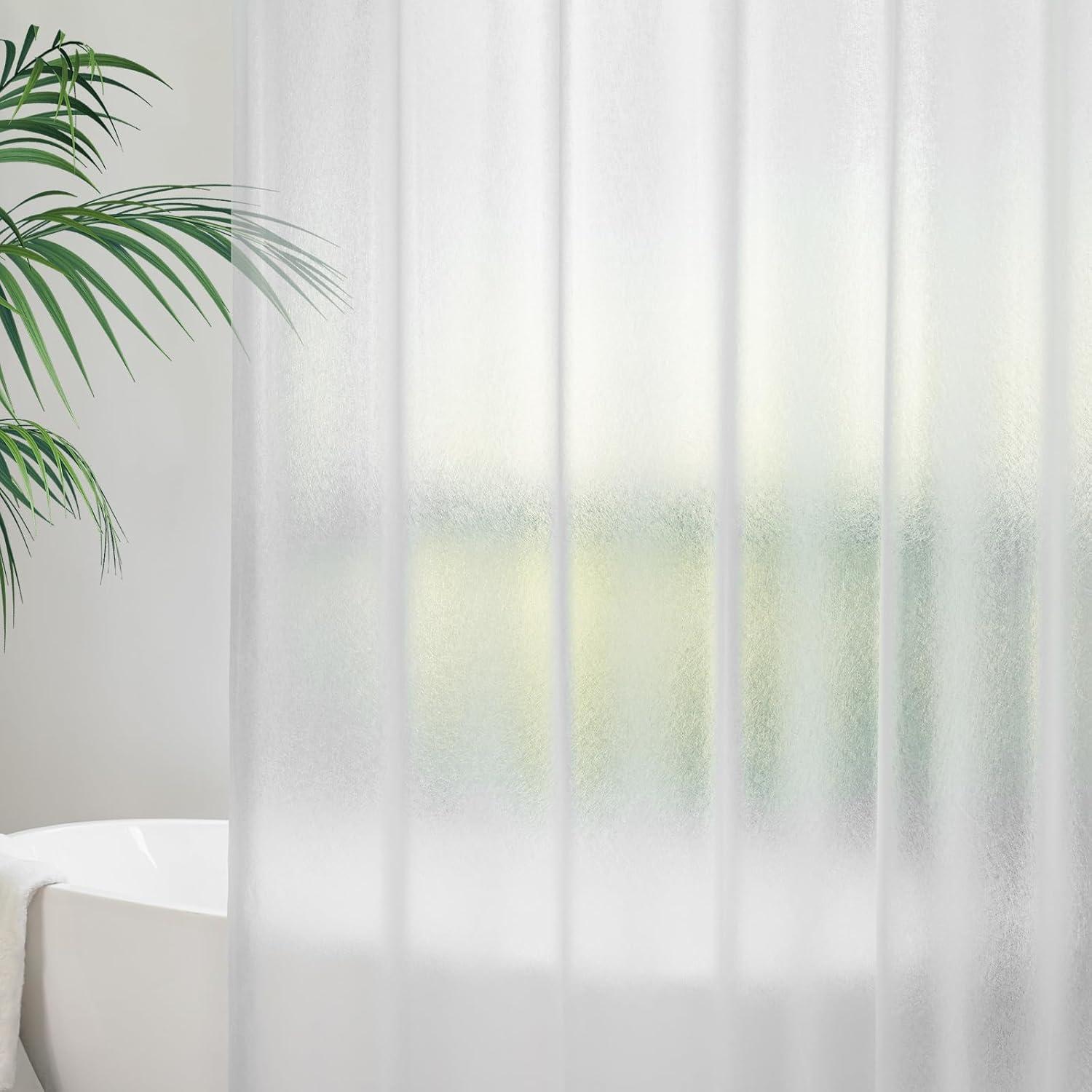Duschvorhang Transparent Weiß 120x200 mit Magneten und Haken