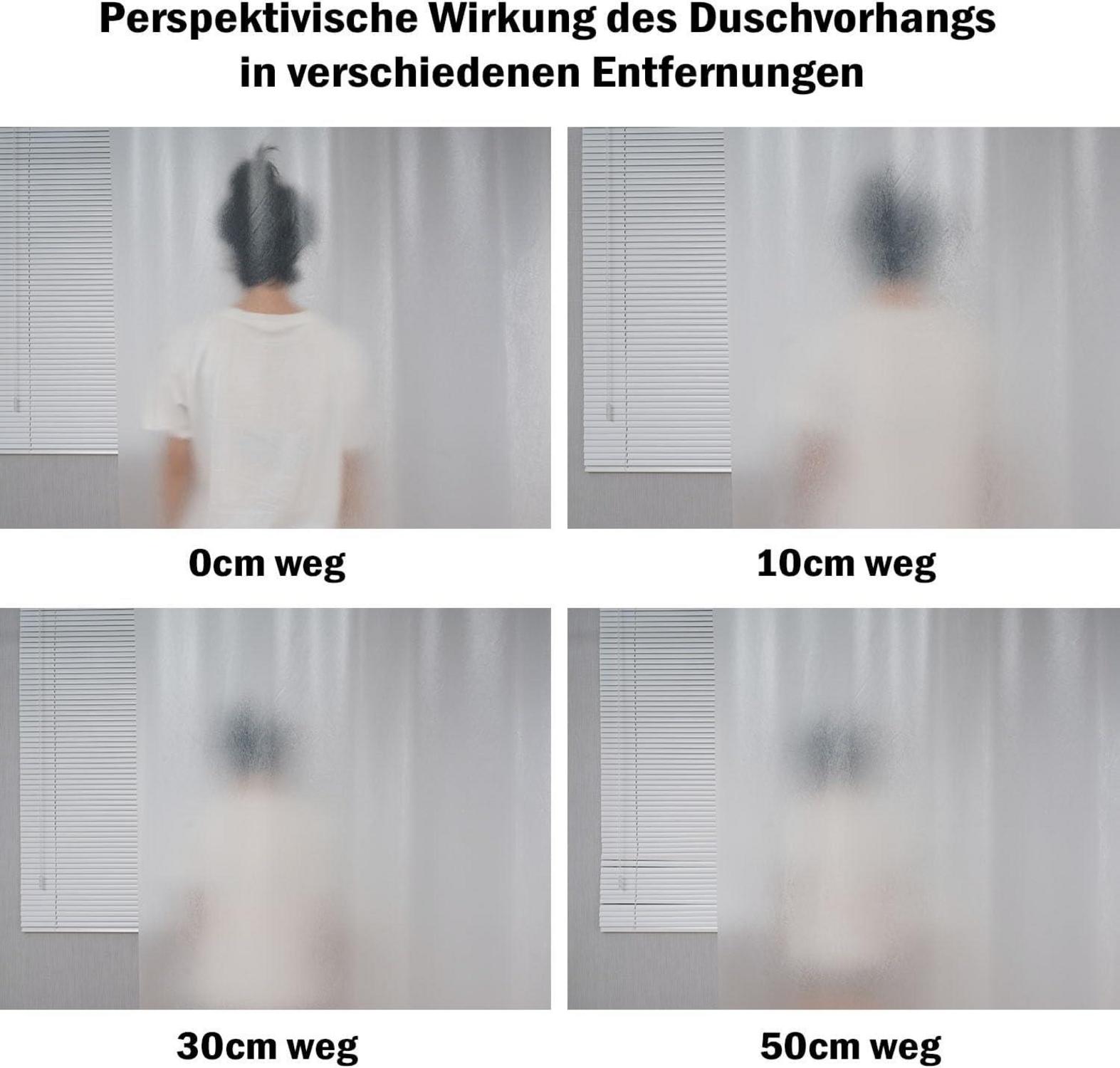 Duschvorhang 120x200 Transparent Weiß mit 3 Gewicht Magnete unten, 8 Haken, Wasserdicht & Anti-Schimmel