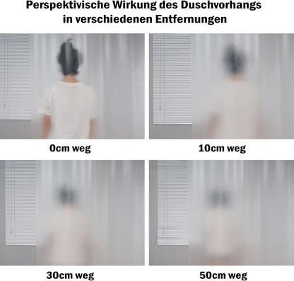 Duschvorhang 120x200 Transparent Weiß mit 3 Gewicht Magnete unten, 8 Haken, Wasserdicht & Anti-Schimmel