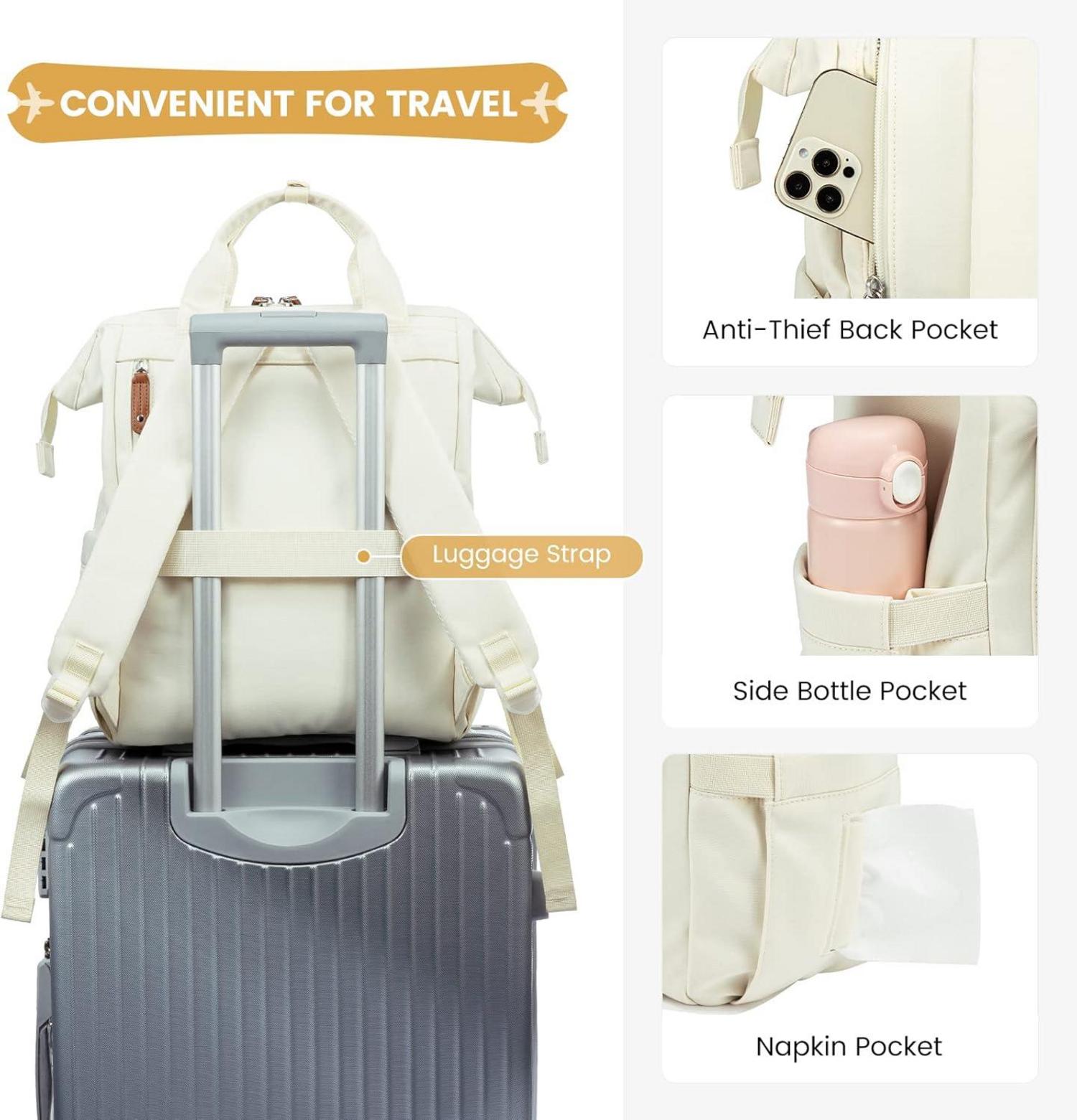 LOVEVOOK Damen Rucksack 15,6 Zoll Laptop Wasserdicht Beige