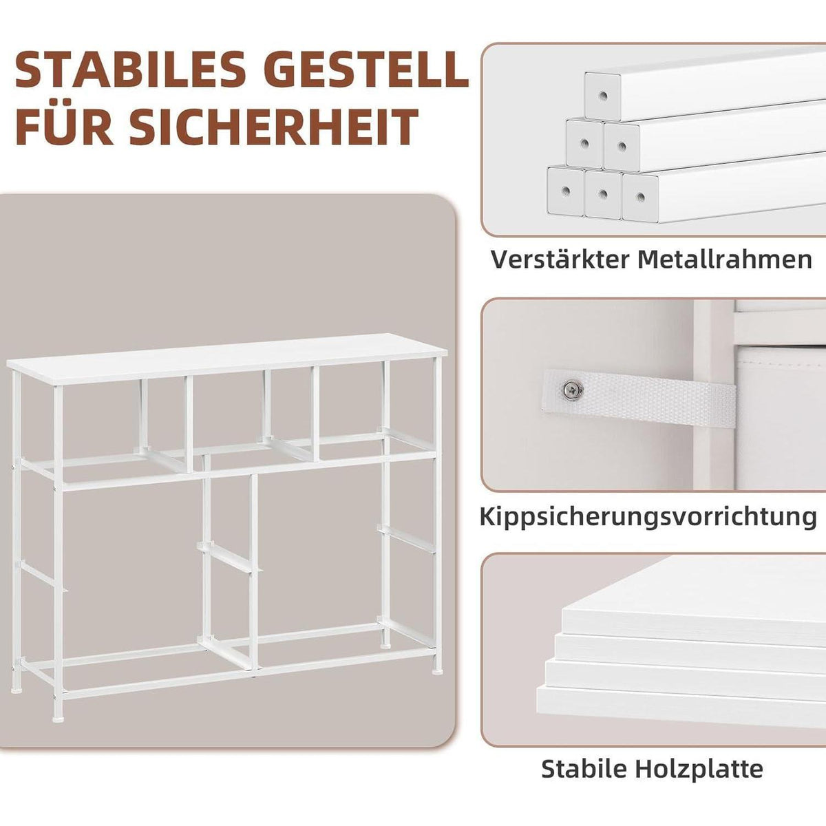 Somdot Kommode mit 7 Stoffschubladen, Weiß